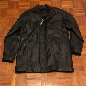 Thick sergi platini leather coat w/removable liner